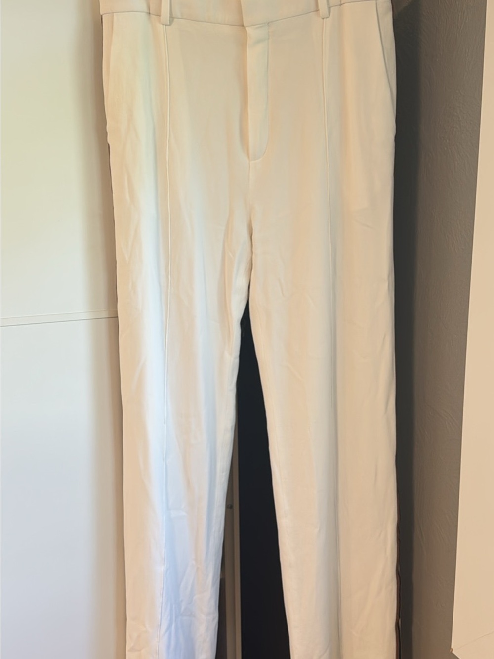 Chloe Cream Straight Leg Trousers Sz 38